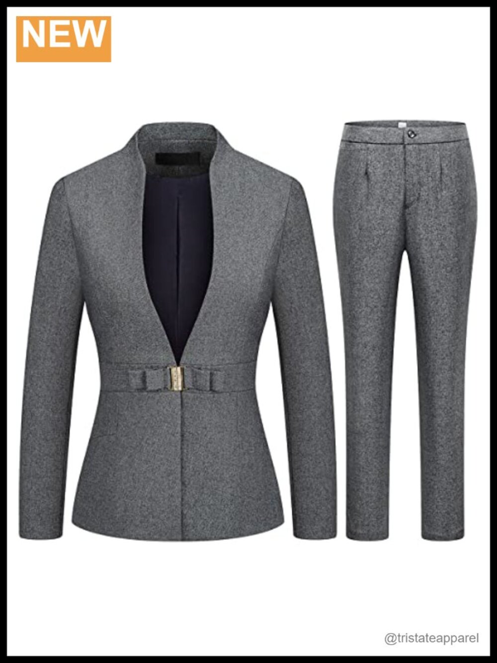Women's 2 Piece Business Professional Pant Suit Set No Lapel Waist-Slimming